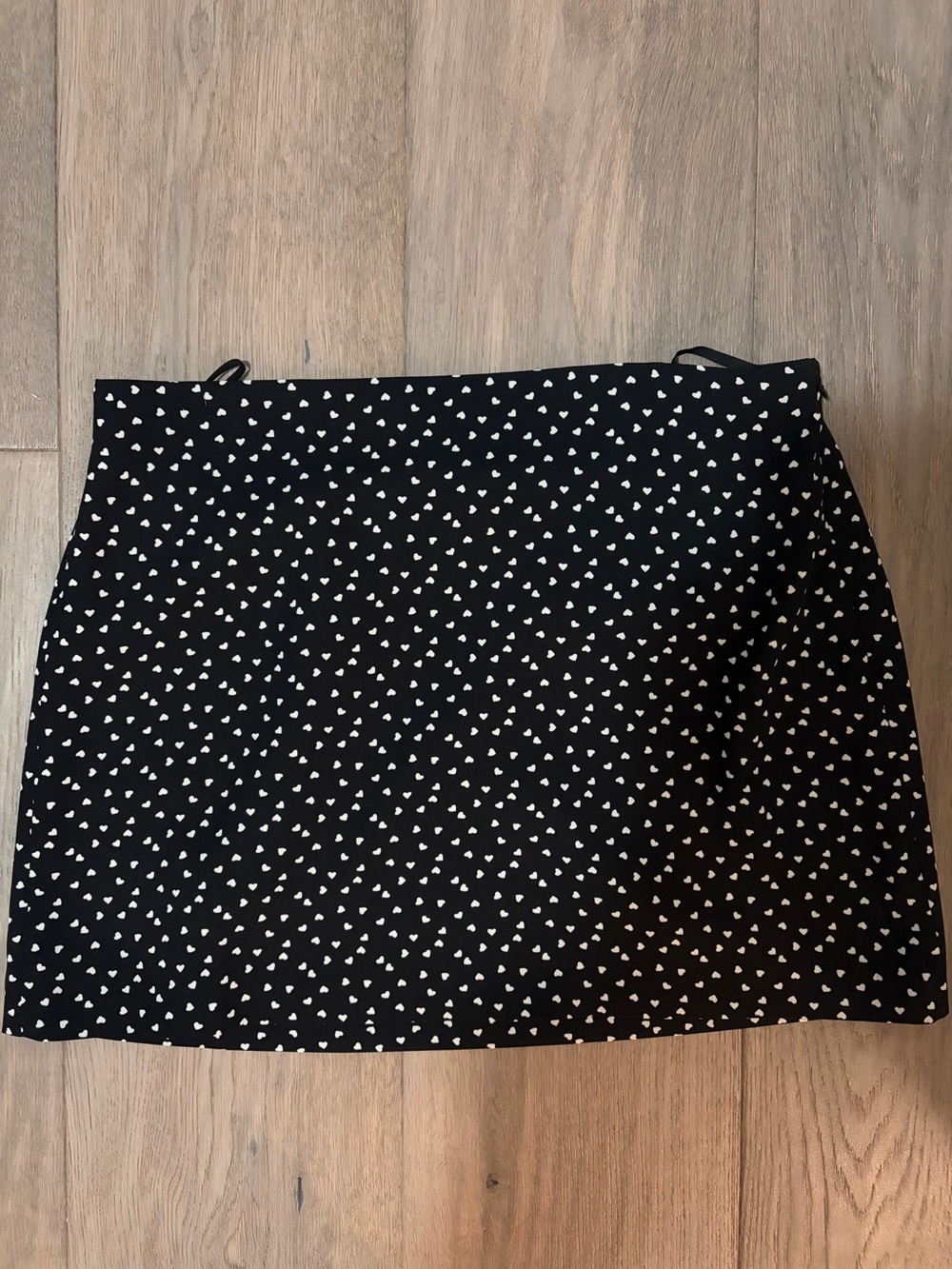 Sunday Best Black Mini Skirt with White Heart Print